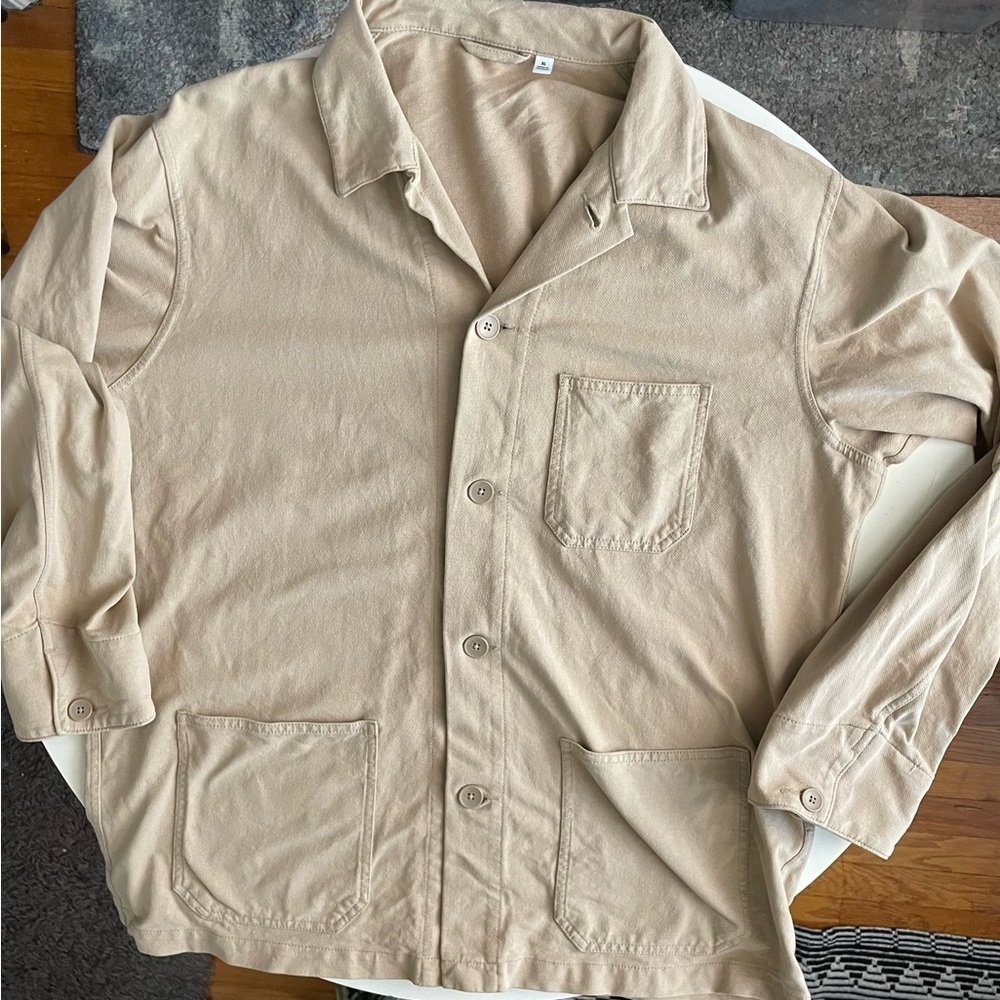 Uniqlo Mens Utility Jacket Cotton Stretch Khaki Tan Size XL